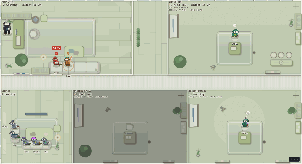 The same floor painted in the Garden floor style, with its own floors, furniture and light.
